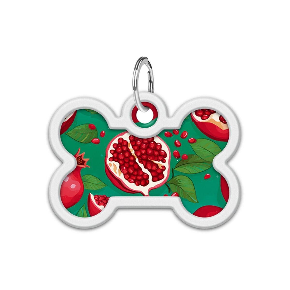 Адресник металевий для собак і котів Waudog Smart ID Гранати з QR паспортом кістка 40х28 мм (231-4052 Col)