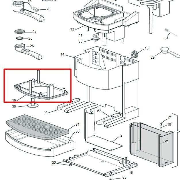 Кришка Delonghi корпусна над тримачем фільтра до кавоварки (5332168200) - фото 2