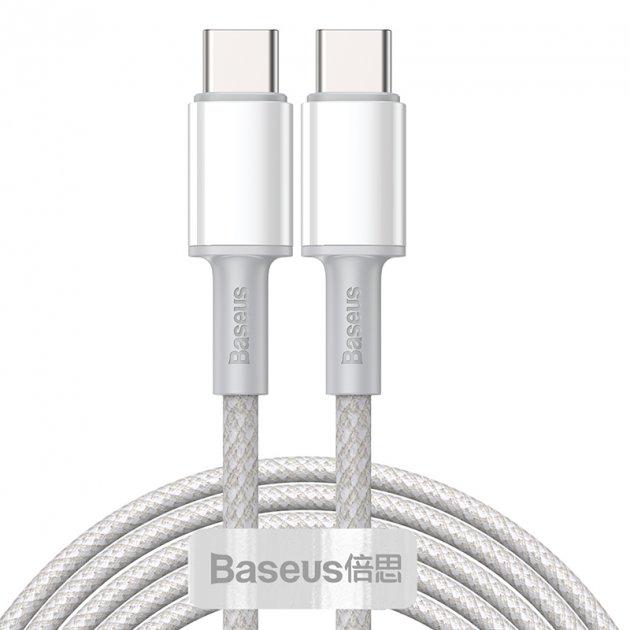 Кабель Baseus Type-C to Type-C High Density Braided Fast Charging Data Cable 2 м 5A 100W CATGD-A02 White (11eb5b6c)