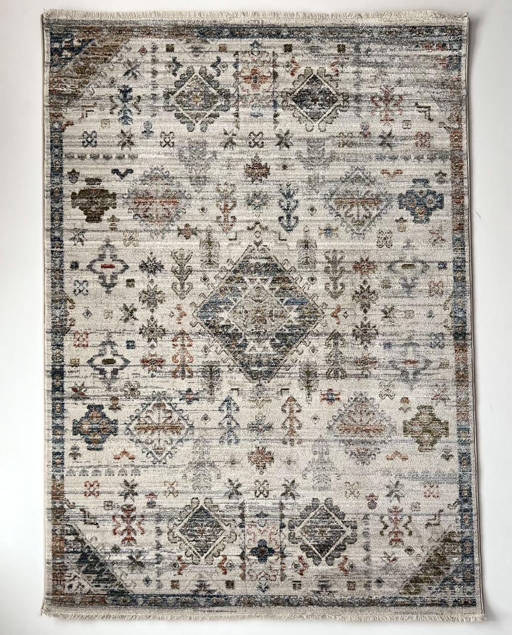 Килим прямокутний для вітальні Абстракція ворсовий 280х380 см Світло-сірий (KU63C)