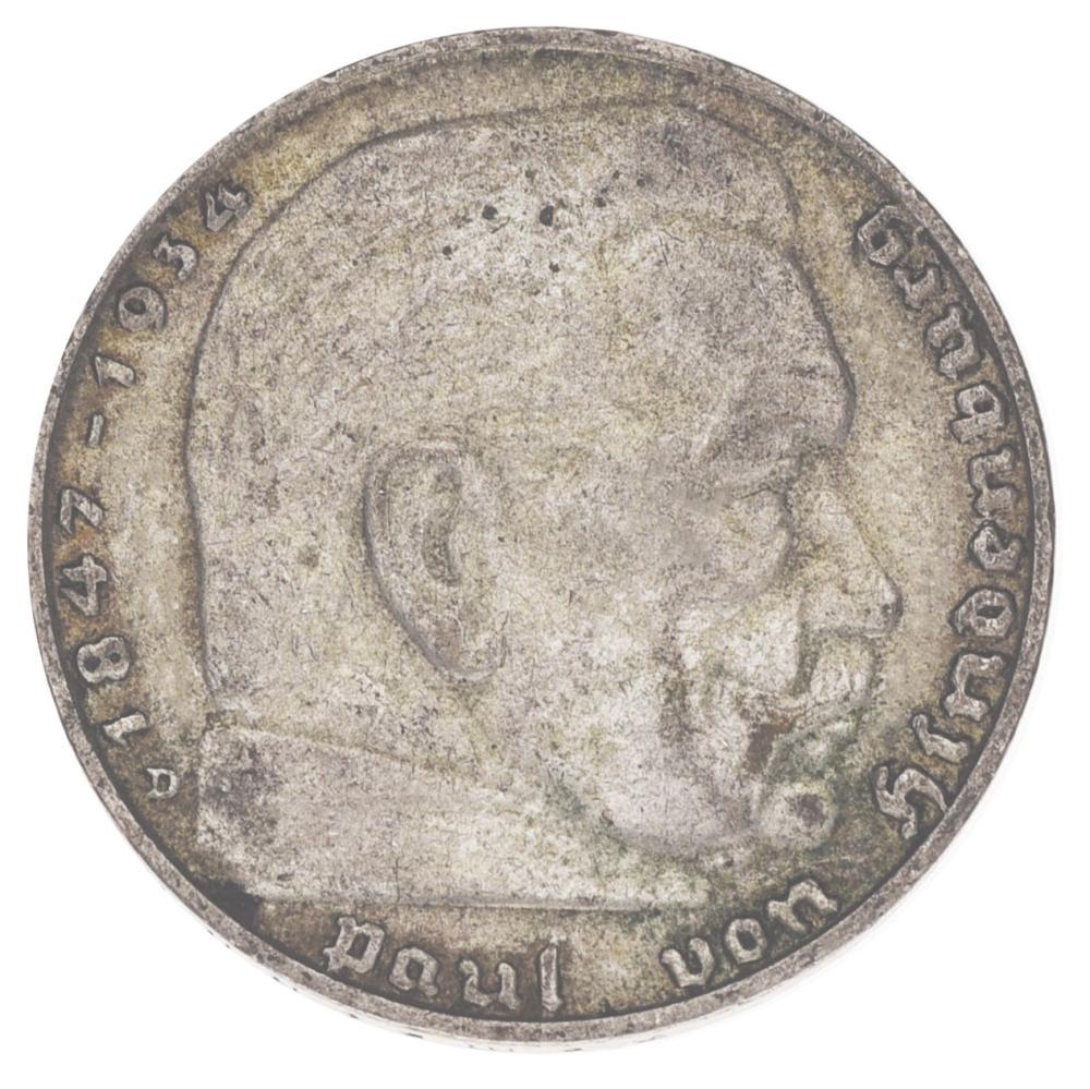 Коллекционная монета Германия 2 марки 1937 серебро F-VF D KM#93 (М17068)