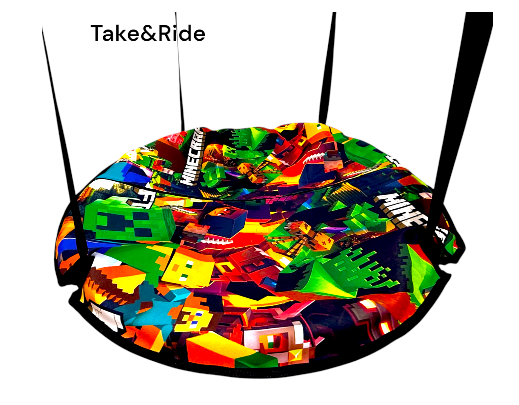 Гойдалка підвісна Take&Ride кругла Гніздо лелеки Minecraft з подушкою 100 см - фото 2