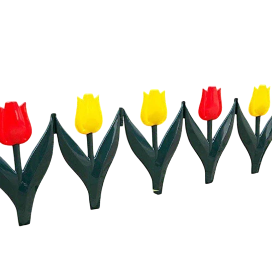 Забор для клумбы в виде тюльпанов с желтыми и красными цветами 150 см (C00877-1)