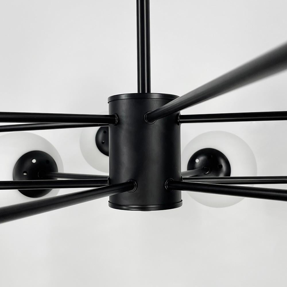 Люстра мінімалістична на 10 білих матових плафонів Чорний (CD 111/10 BK) - фото 3 Люстра мінімалістична на 10 білих матових плафонів Чорний (CD 111/10 BK) - фото 3