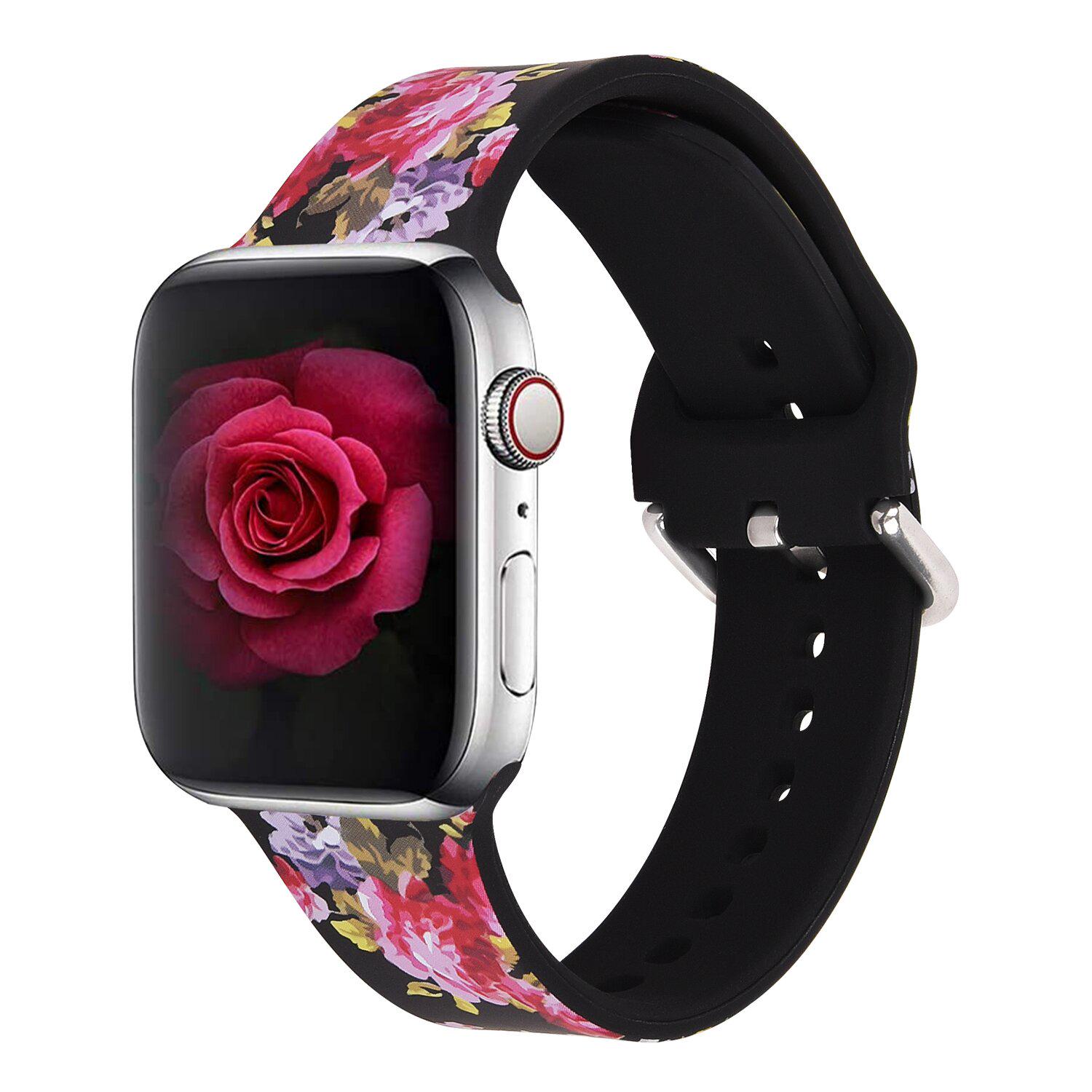 Силиконовый ремешок для Apple Watch Чайная роза 38-40 мм Черный