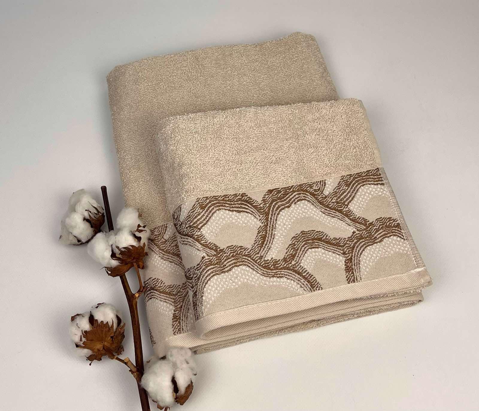 Набір рушників Altinbasak Pera Koen 2 шт. Бежевий (CN28325) - фото 1 Набір рушників Altinbasak Pera Koen 2 шт. Бежевий (CN28325) - фото 1