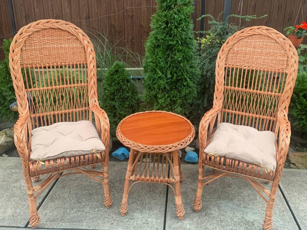 Комплект плетеной мебели кресло и столик из лозы (MBL 0382)