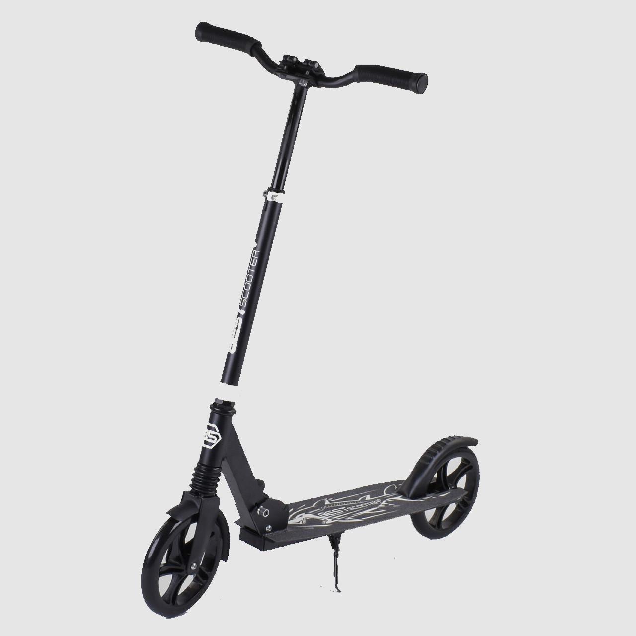Самокат Best Scooter Shark 68848 двухколесный амортизатор с подножкой Черный (361653)