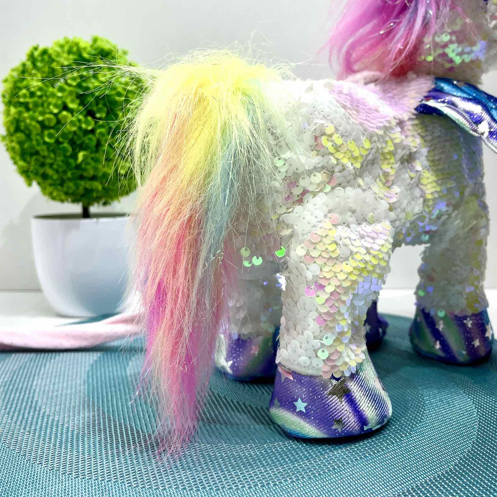 Интерактивная игрушка мягкая Сказочный единорог поводок/звук/свет Белый (M 6203 I UA) - фото 10