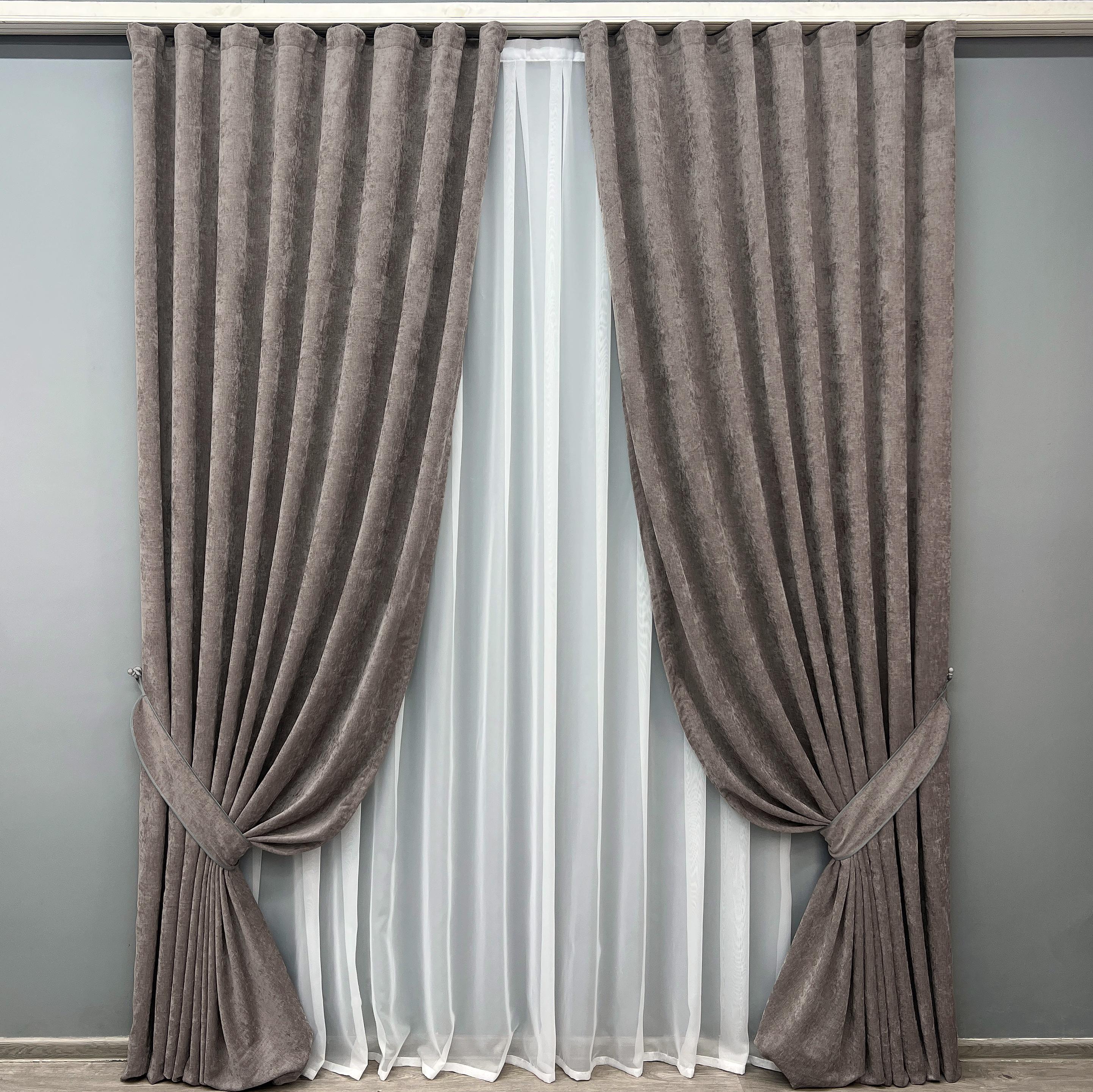 Комплект готовых штор VR-Textil Шенилл VELMIRA Rich №1924ш 150х290 см 2 шт. Капучино (33-0990)