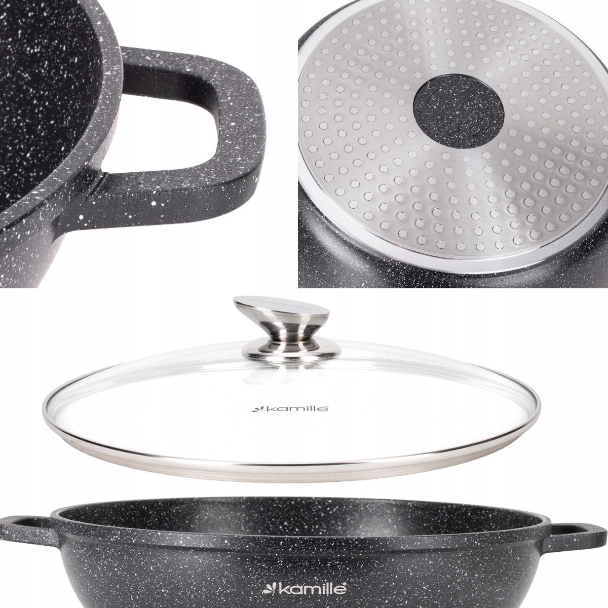 Каструля зі скляною кришкою та антипригарним покриттям Kamille КМ-4481 з литого алюмінію 10 л Чорний мармур (150-84-4481) - фото 4 Каструля зі скляною кришкою та антипригарним покриттям Kamille КМ-4481 з литого алюмінію 10 л Чорний мармур (150-84-4481) - фото 4