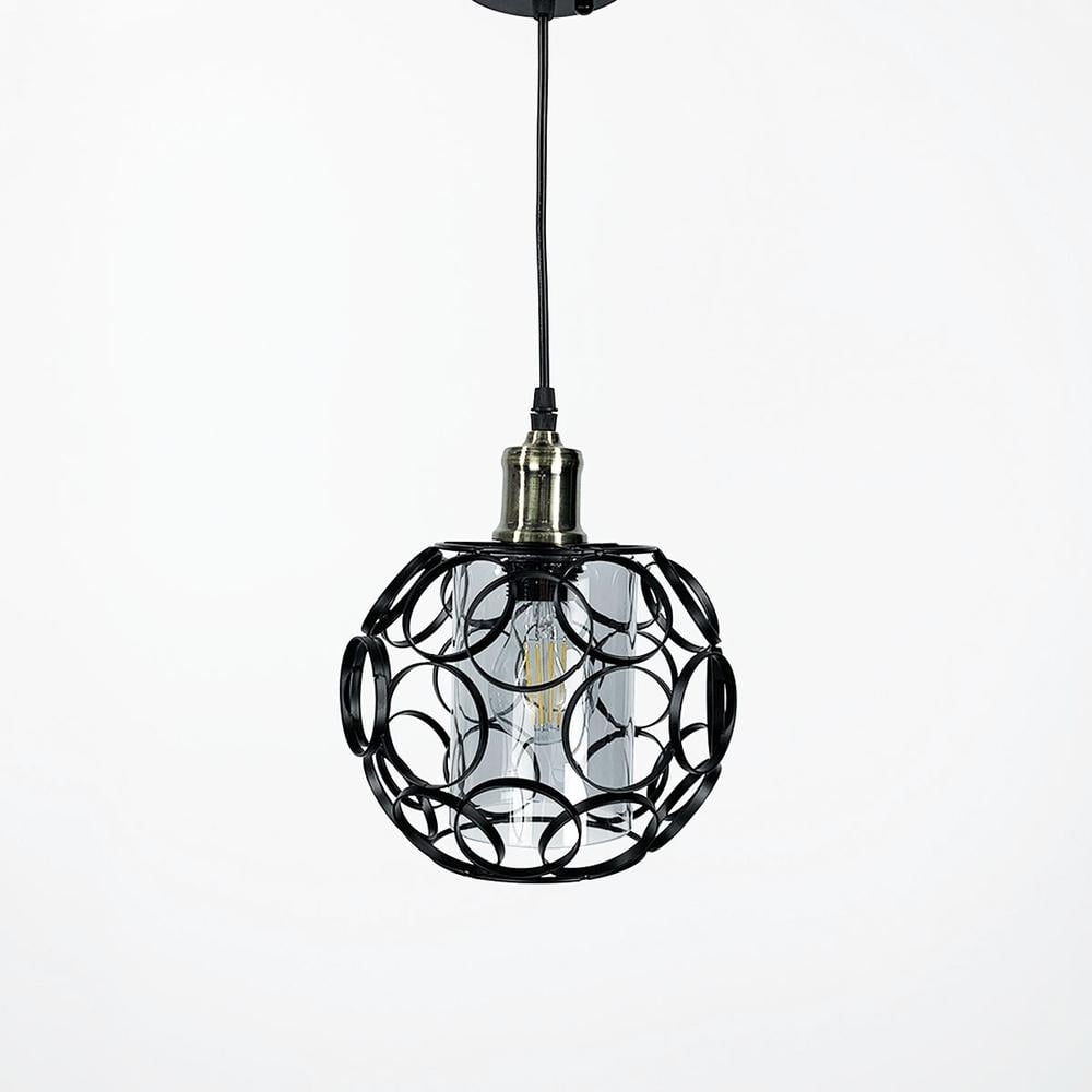 Підвісний світильник в стилі лофт в круглому корпусі Чорний/Графітовийовий (12639 BK+GR)