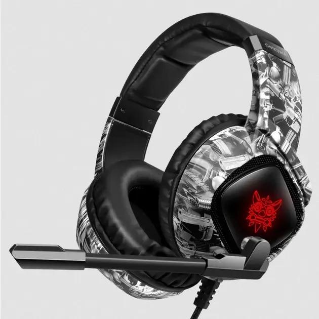 Наушники игровые ONIKUMA Gaming LED К19 Camouflage Gray (ON983) - фото 1