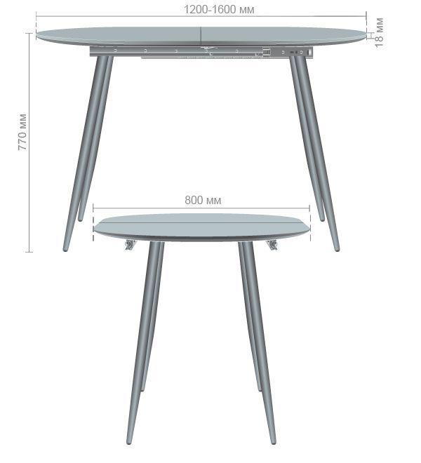 Стіл обідній AMF Nevada 770х1200+400х800 розкладний Чорний/Дуб - фото 10