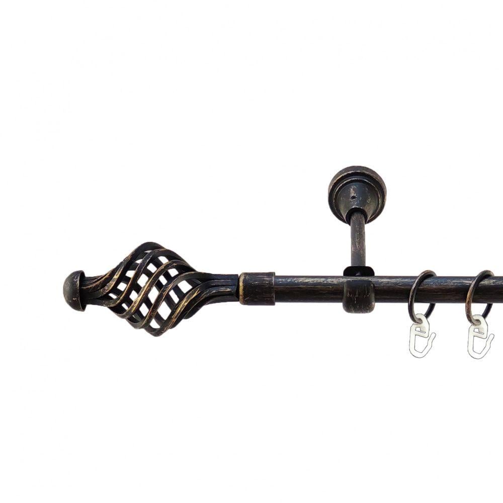 Карниз металлический Orvit Арезо однорядный открытый/гладкая труба/кольцо металлическое Черное Золото 16 мм 200 см (5467957)