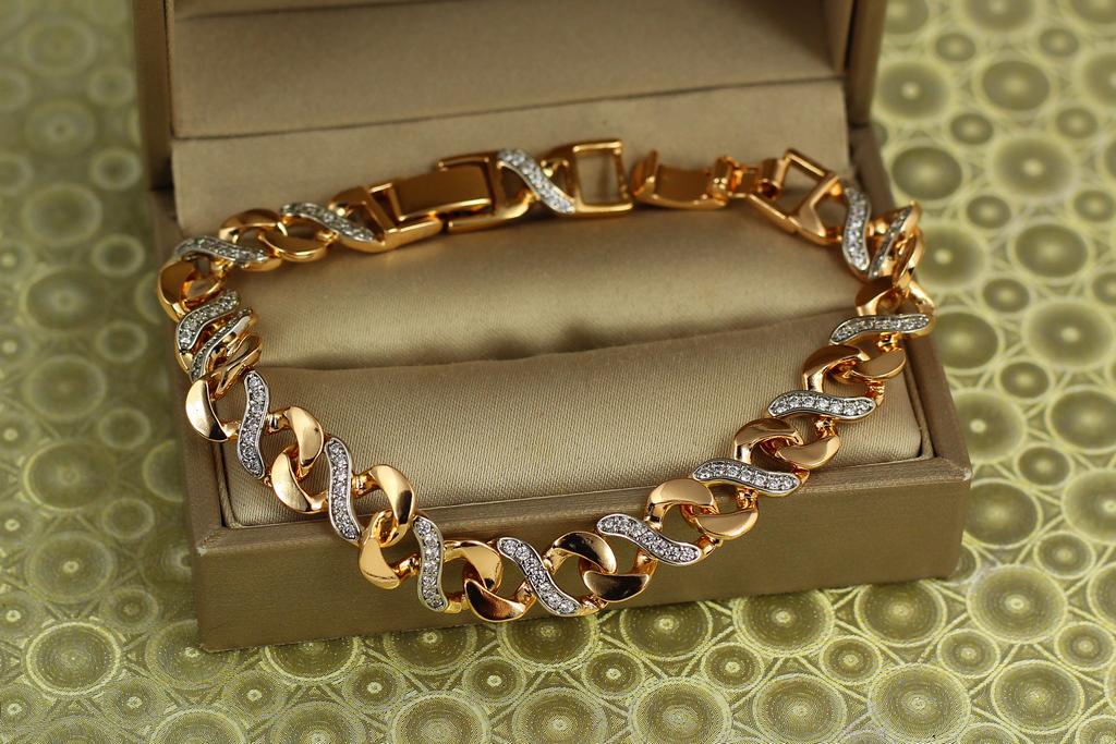 Браслет Xuping Jewelry Ривели с родием 17 см 8 мм Золотистый (37222380) Браслет Xuping Jewelry Ривели с родием 17 см 8 мм Золотистый (37222380)