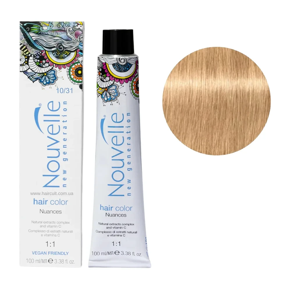 Краска для волос Nouvelle Hair Color 10/31 Золотистый пепельный платиновый блондин 100 мл