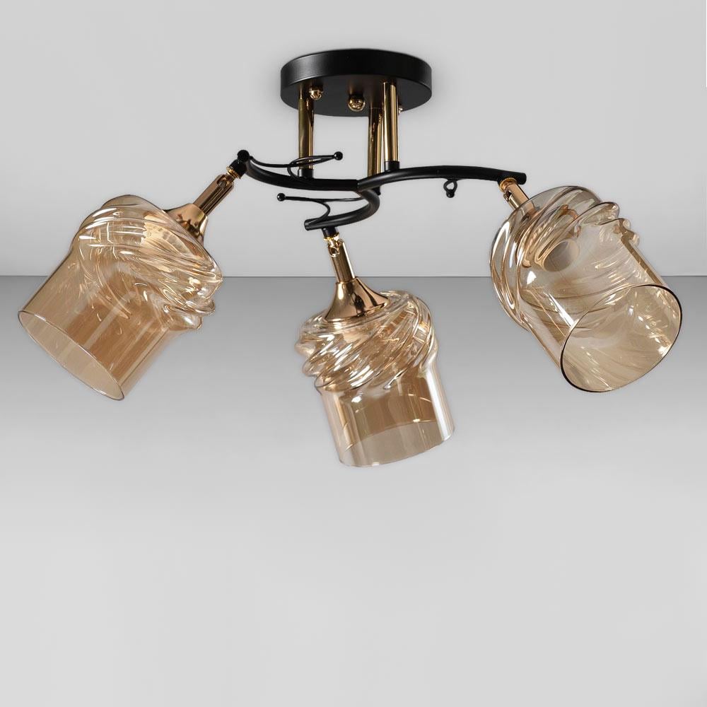 Люстра стельова Light House SC-18738/3 BK+FG 50х50х26 Чорний/Золотий/Медовий Люстра стельова Light House SC-18738/3 BK+FG 50х50х26 Чорний/Золотий/Медовий