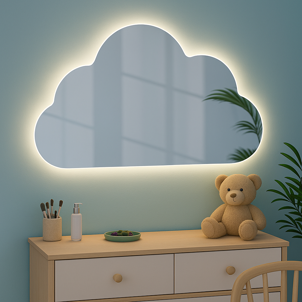 Зеркало настенное "Облачко" 55х80 см с LED-подсветкой для детской комнаты