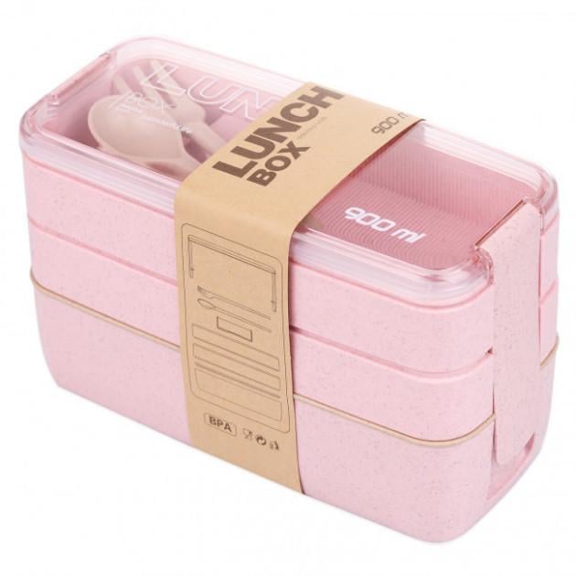 Ланч бокс тройной Yjj-1230 900 мл Pink (5620) Ланч бокс тройной Yjj-1230 900 мл Pink (5620)