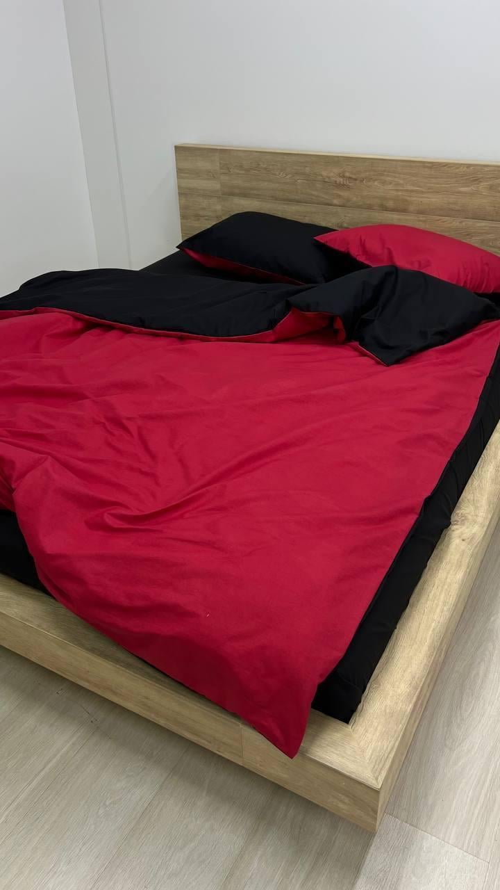 Постельное белье семейный хлопок 150х210 см наволочки 70х70 см 2 шт. Красно-черный (Д-Post-rus-0020-04)