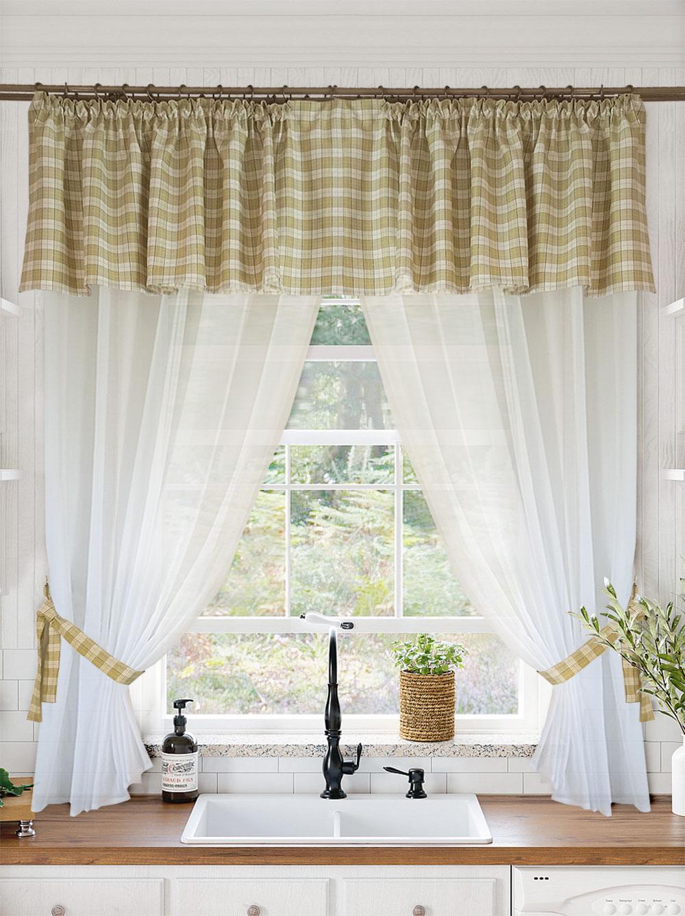 Комплект тюль на кухню Дублин 280х170 см 5 пр. Оливковый/Белый (Dublin-Oliva-White) - фото 1 Комплект тюль на кухню Дублин 280х170 см 5 пр. Оливковый/Белый (Dublin-Oliva-White) - фото 1