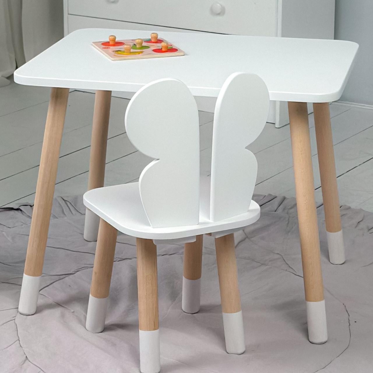 Стол и стульчик детский Бабочка прямоугольный Белый Стол и стульчик детский Бабочка прямоугольный Белый