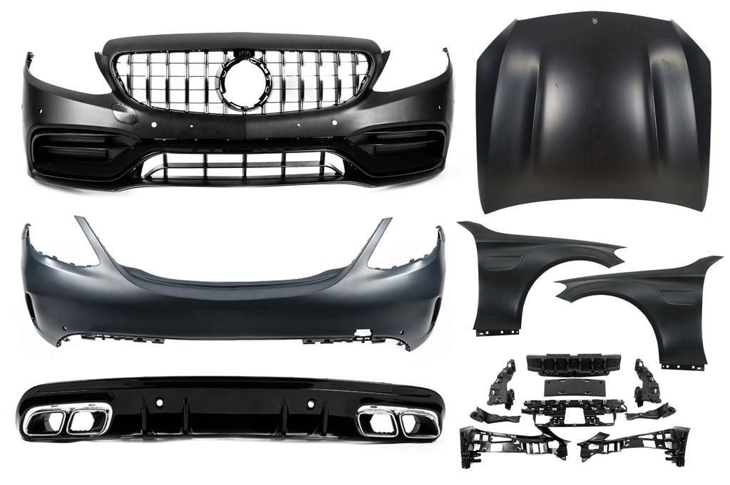 Комплект обвісів з капотом і крилами GBT C63 AMG для Mercedes C-сlass W205 2014-2021рр. пластик під фарбування (131715)