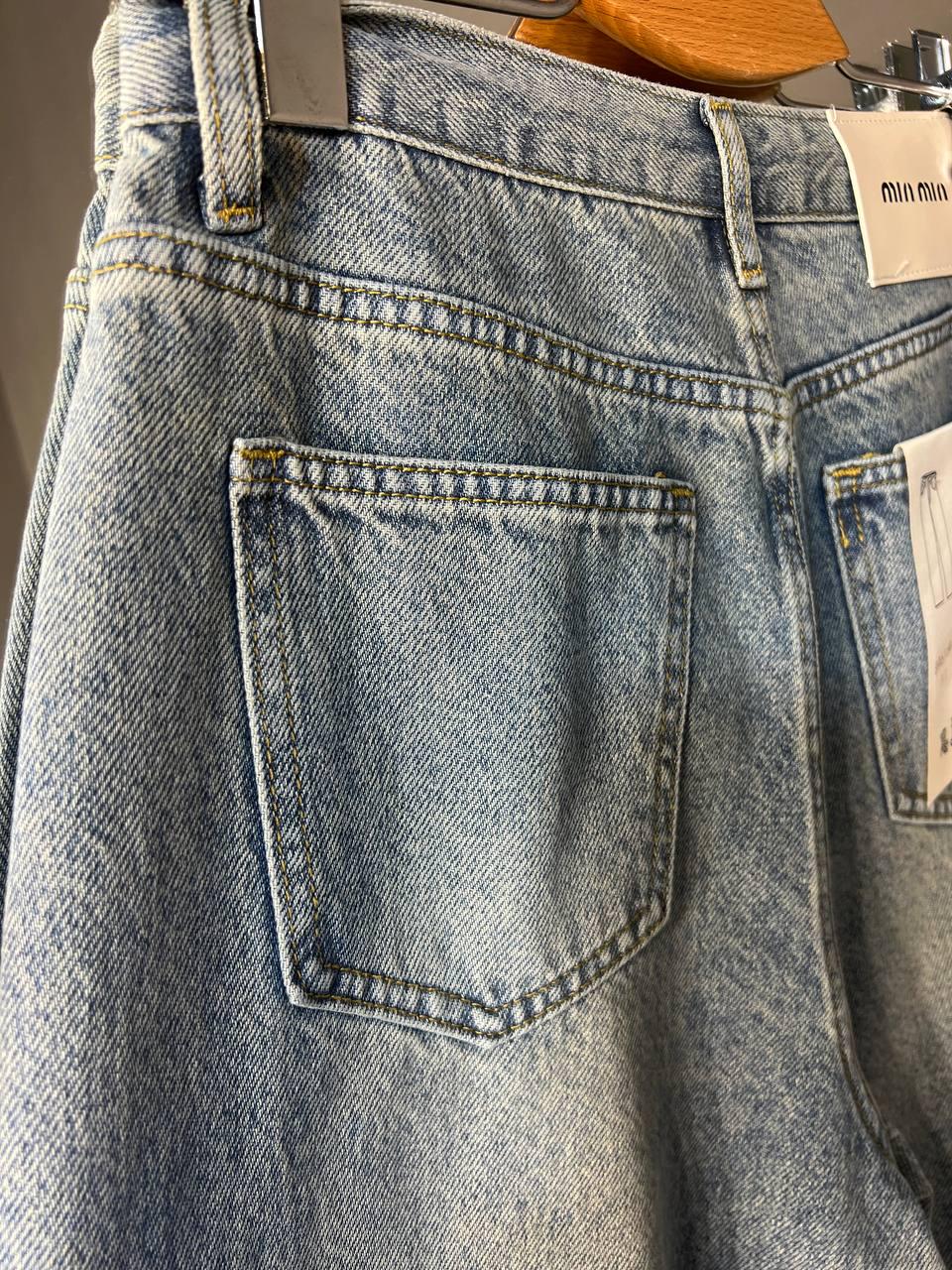 Джинси жіночі Simeile 89616 палаццо широкі зкошений шов попереду висока талія зі шнурком L Блакитний (3539) - фото 4 Джинси жіночі Simeile 89616 палаццо широкі зкошений шов попереду висока талія зі шнурком L Блакитний (3539) - фото 4