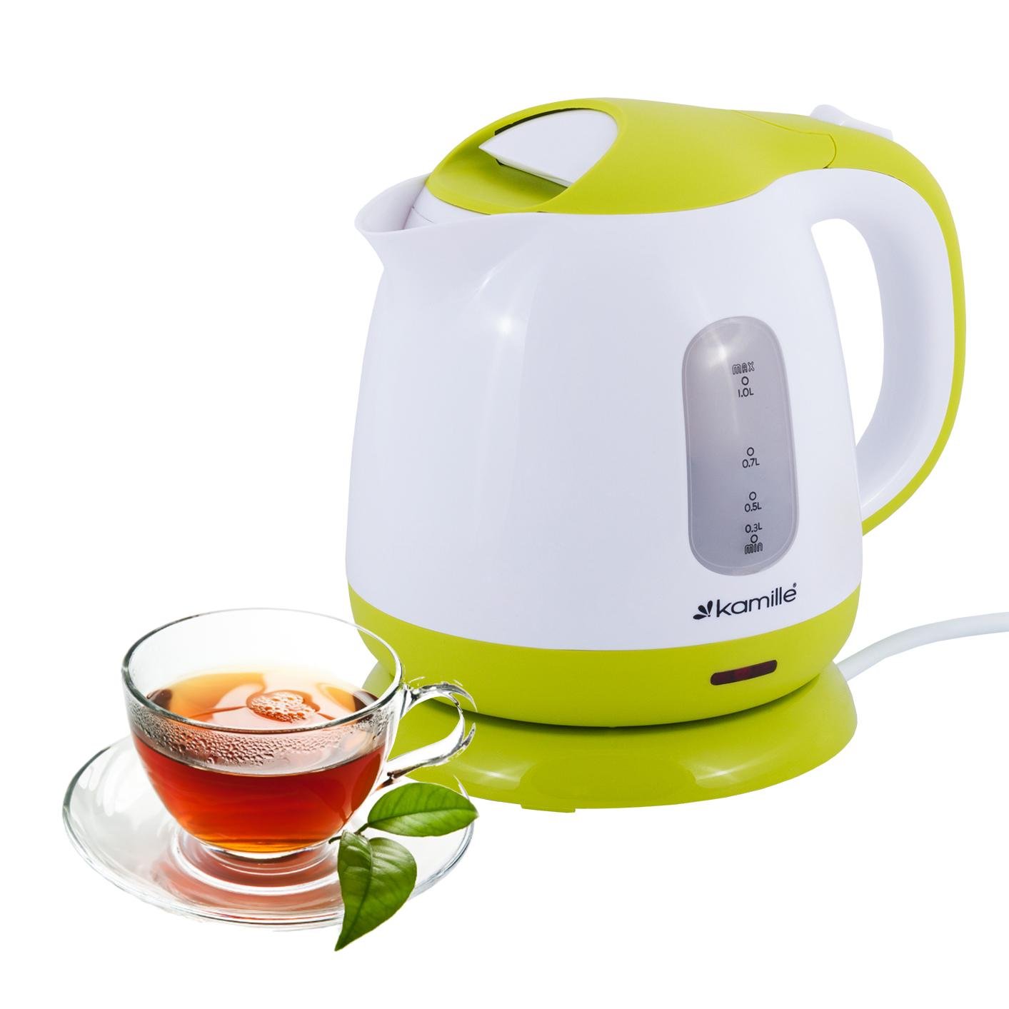 Чайник електричний Kamille пластиковий 1 л Білий/Салатовий (1719A) - фото 8