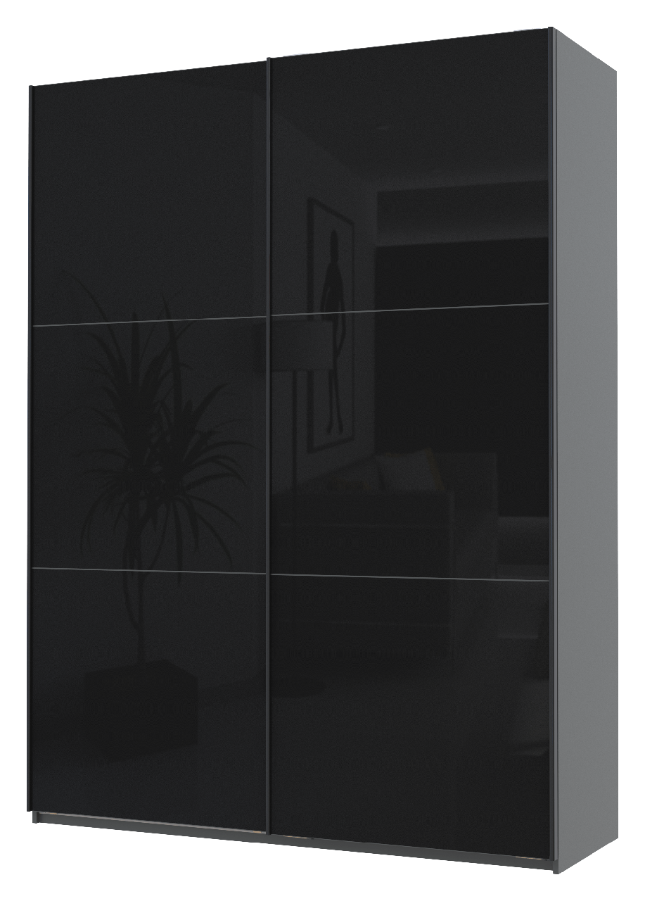 Шафа-купе двохдверна Doros G-Caiser 180х60х240 см Графіт/2 Чорних скла (DRS-011030)