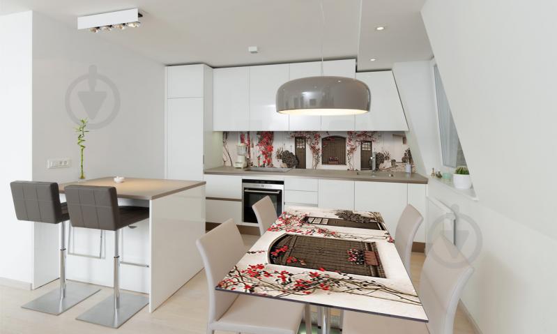 Наклейка виниловая на стол Zatarga «Красные Цветы на белых стенах» 600х1200 мм Z180646st