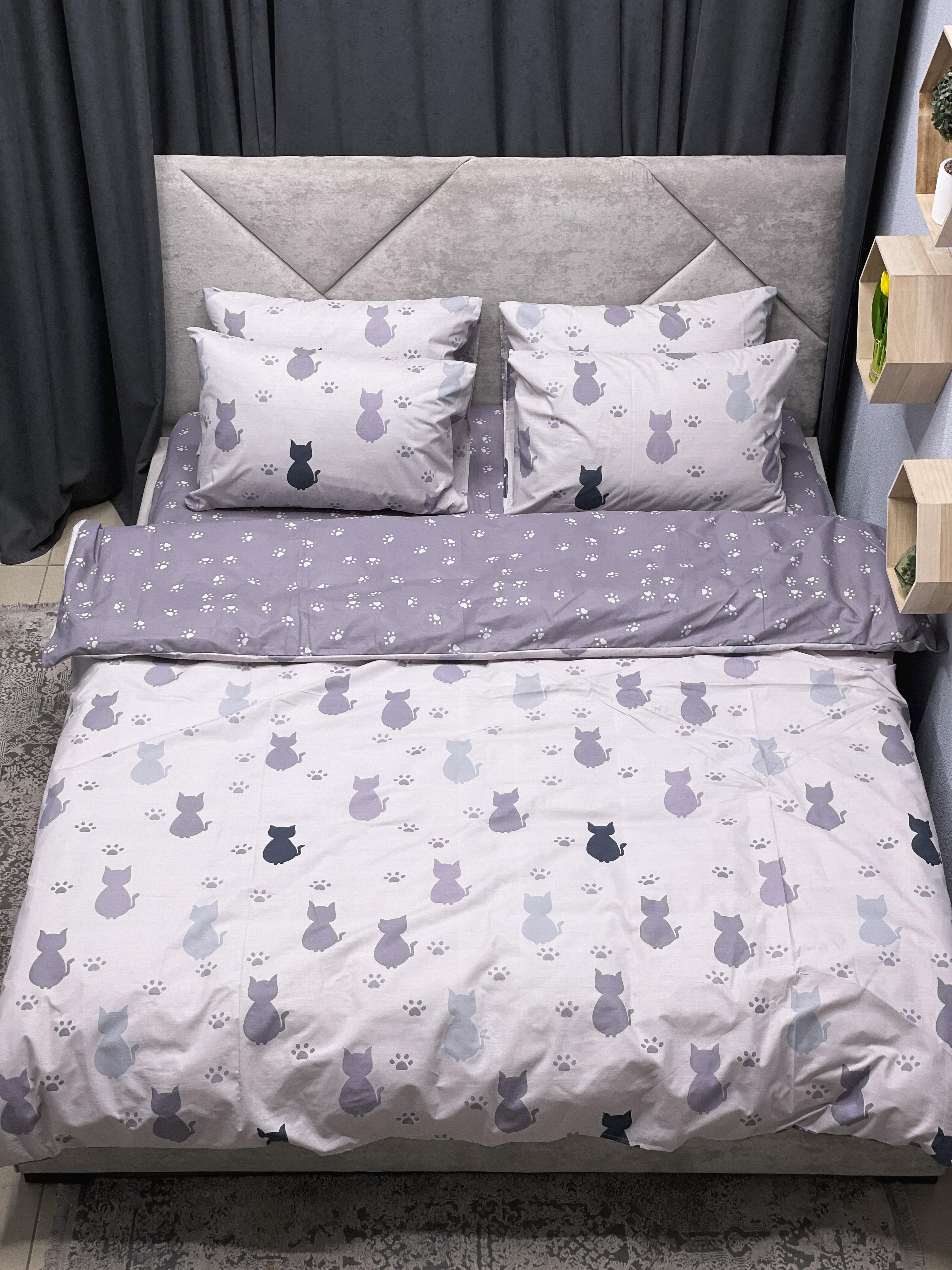 Комплект постельного белья Ego-textile 7802K бязевый с рисунком животных Серый (195371461)