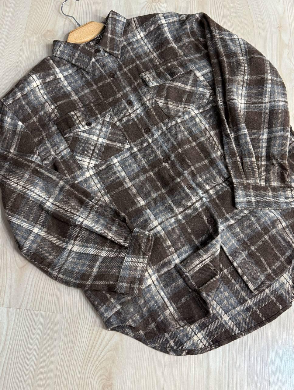 Сорочка жіноча YZY 223 картата оверсайз тепла байка OS Коричневий (5402) - фото 3 Сорочка жіноча YZY 223 картата оверсайз тепла байка OS Коричневий (5402) - фото 3