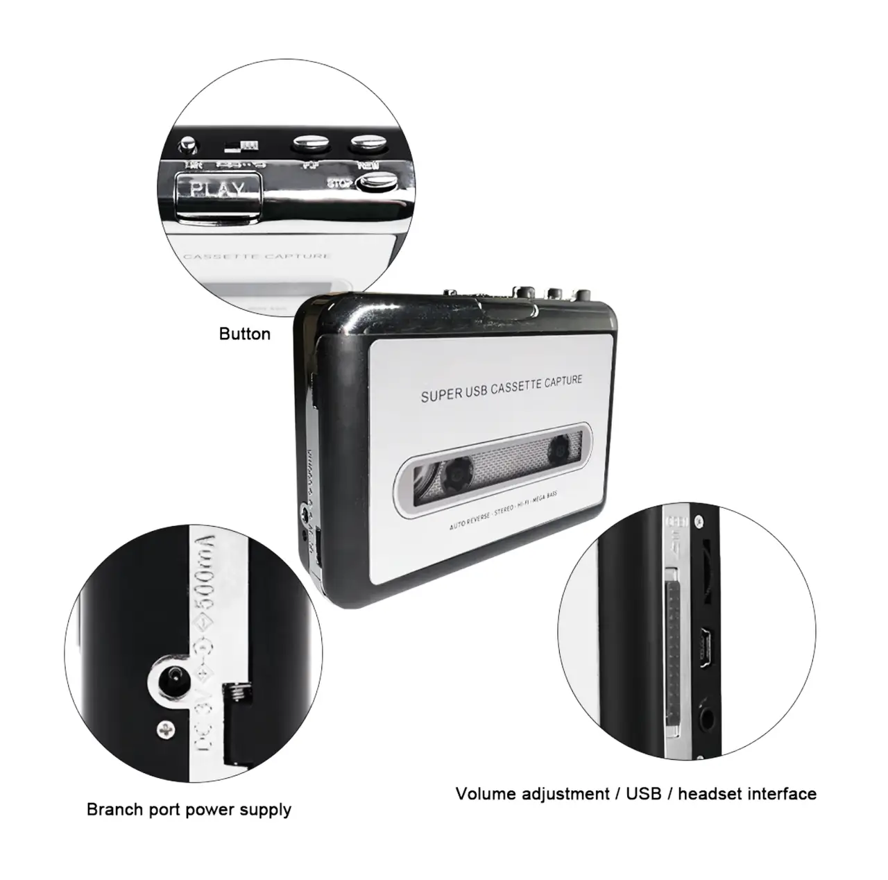 Плеєр касетний USB Logilink Walkman Cassette Player з оцифровкою аудіокасет MP3 Сірий (MK001074) - фото 9 Плеєр касетний USB Logilink Walkman Cassette Player з оцифровкою аудіокасет MP3 Сірий (MK001074) - фото 9
