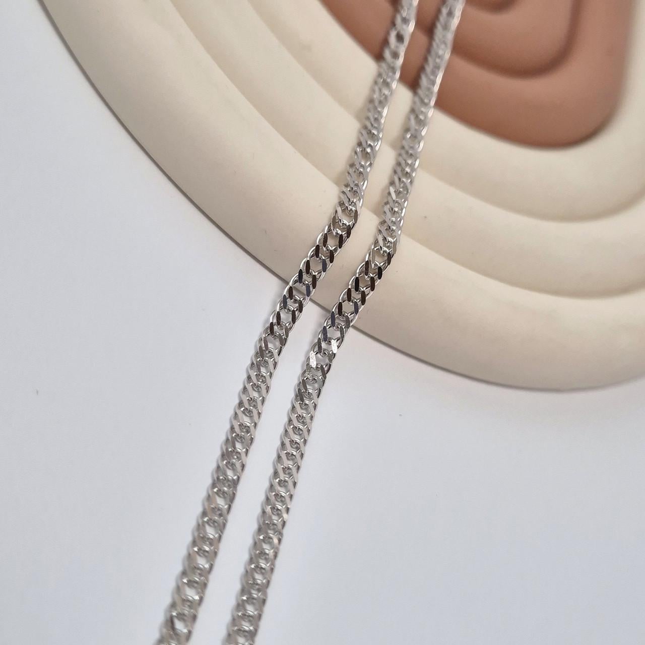 Срібна плоска цепочка Ланцюжок Ромб плоский 50 см срібло 925 проби родоване 6,1 г (811р3/50)