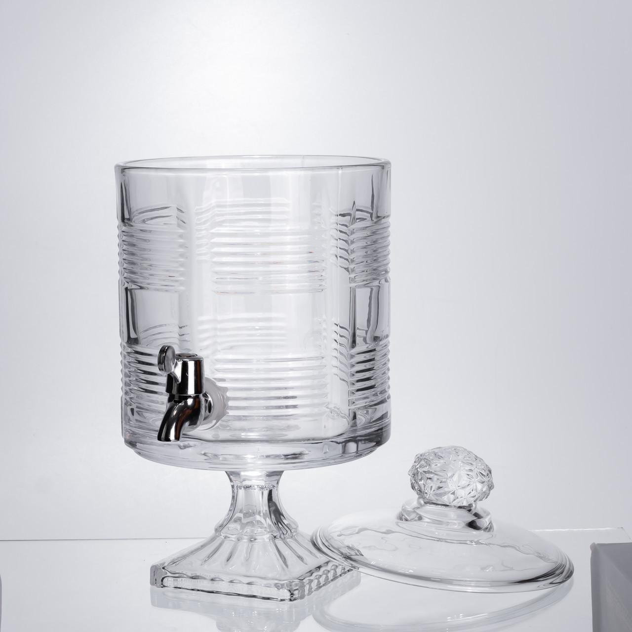 Лимонадница с краном на подставке стеклянная 4,5л Прозрачный (HP-19-2) - фото 5