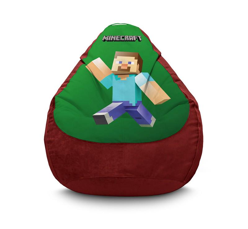 Кресло мешок iPuff Minecraft Happy Steve Green Флок XL 80x110 см Коричневый