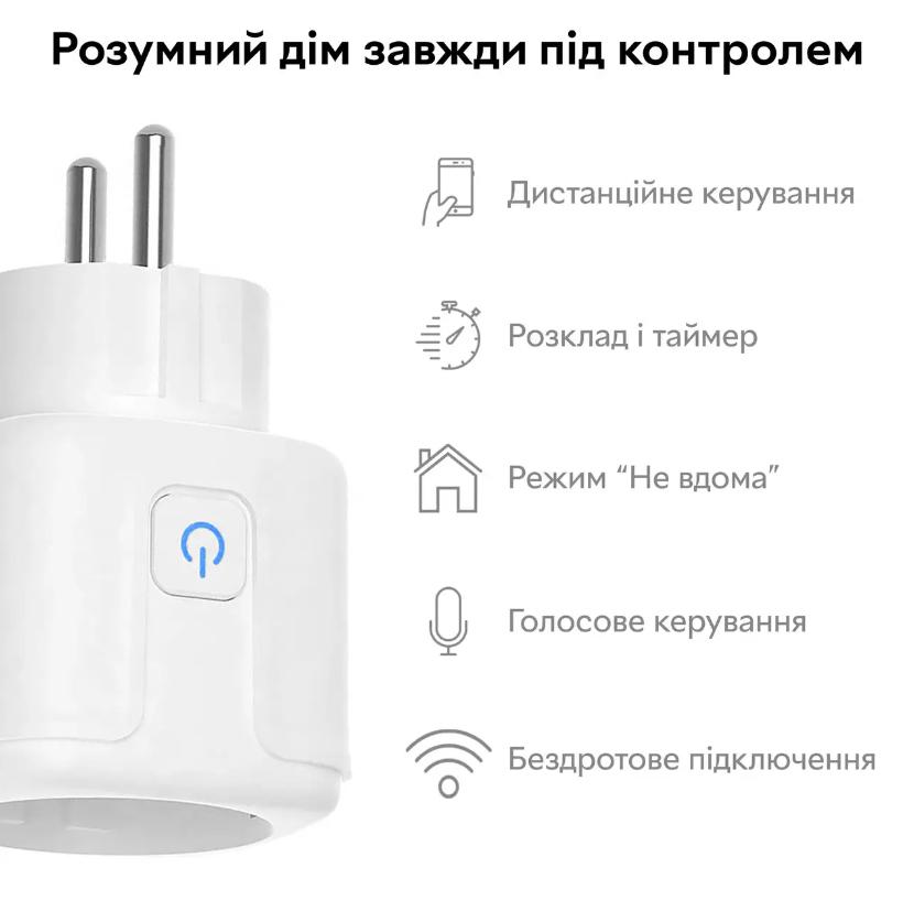 Умная Wi-Fi розетка Tuya 16A Белый (12345) - фото 6