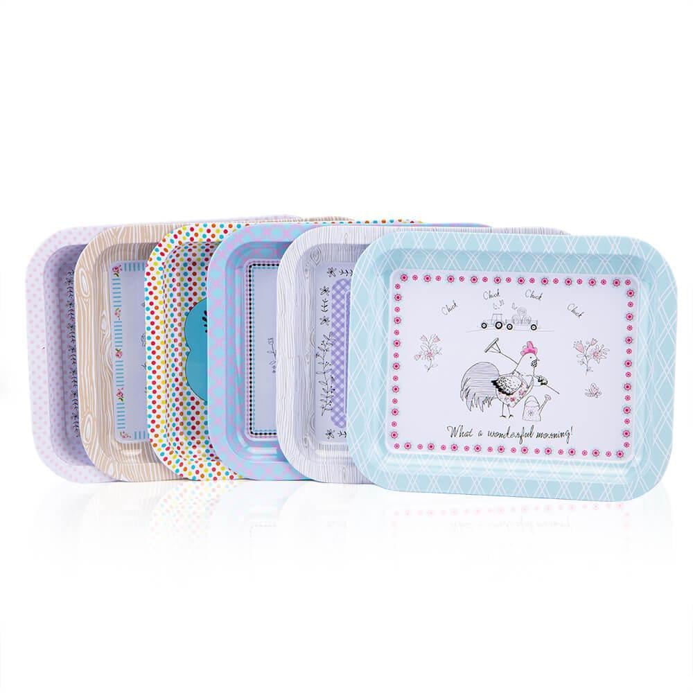 Набор пасхальных подносов Elisey Петух и курица металлические 20,5 см 6 шт. Разноцветный (135-81-8909-011)