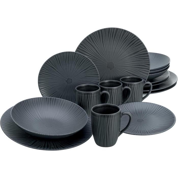 Столовий сервіз Creatable Vesuvio Black на 4 персони 16 пр. Чорний (33494337)