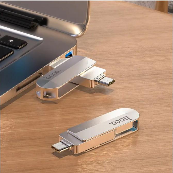 Флеш-накопитель Hoco 16 Gb UD10 Type-C USB 3,0 повышенная скорость Металлик - фото 5