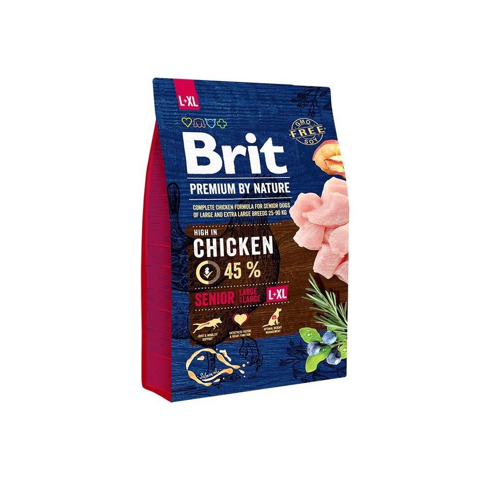 Корм сухой Brit Premium Dog Senior L+XL для пожилых собак больших и гигантских пород весом 25-90 кг с курицей 3 кг (8595602526475)