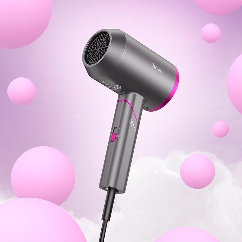 Фен для волос Hoco Hot and cold air hair dryer HP13 Plus 1600 Вт Серый/Розовый - фото 8 Фен для волос Hoco Hot and cold air hair dryer HP13 Plus 1600 Вт Серый/Розовый - фото 8