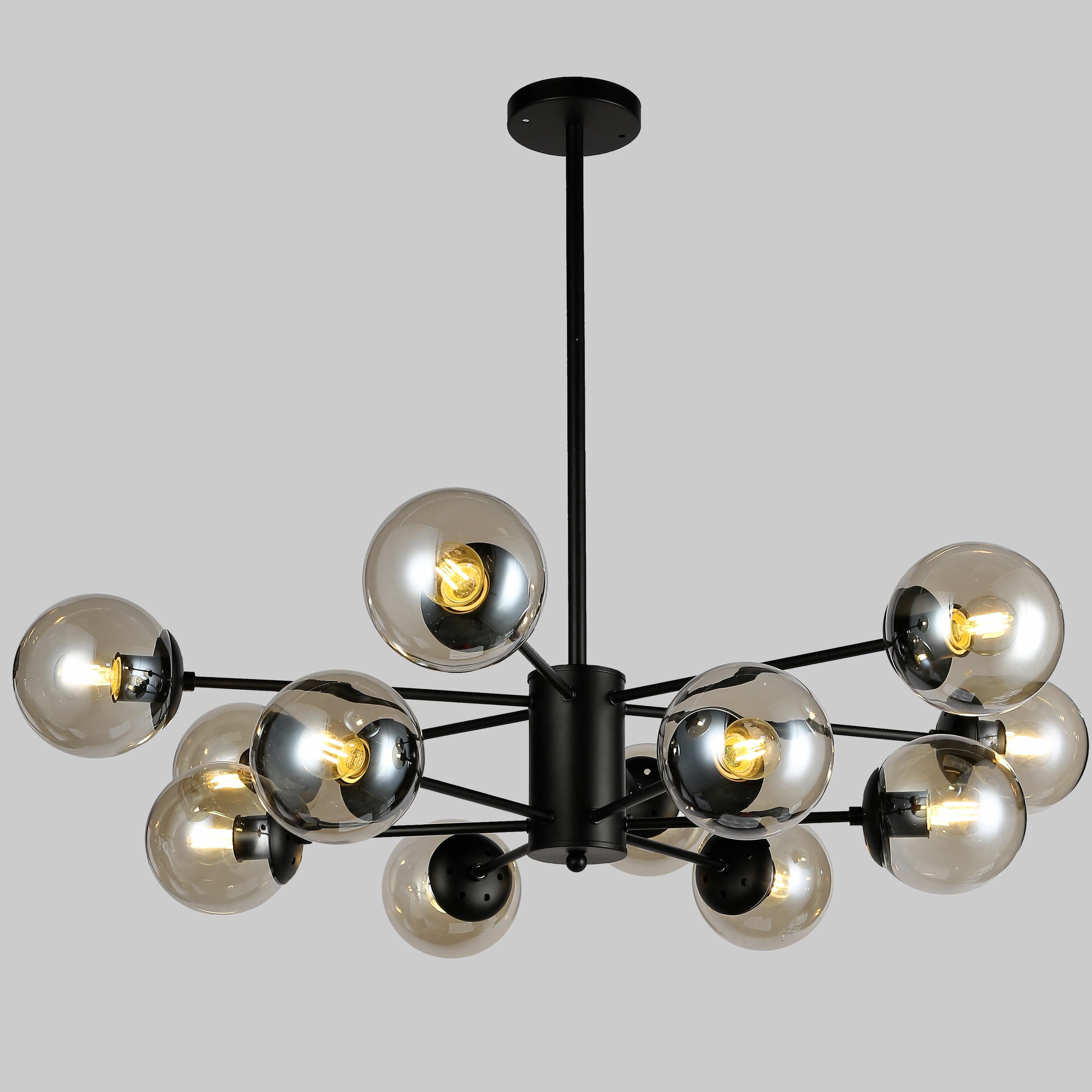 Люстра з кавових куль на 12 ламп (52-6033-12 BK+BR)