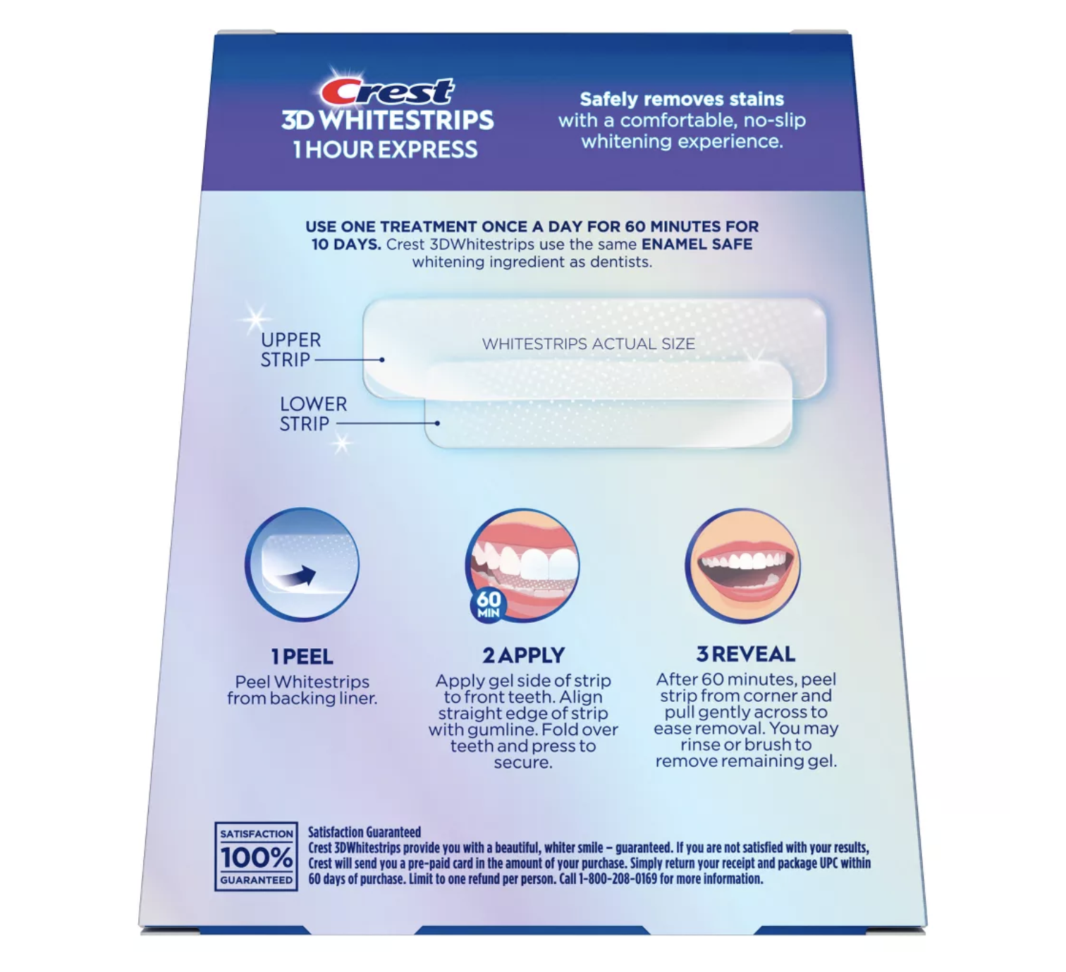 Смужки відбілюючі для зубів Crest 3D 1 Hour Express Whitestrips 10 пар смужок без упаковки (34567890) - фото 3