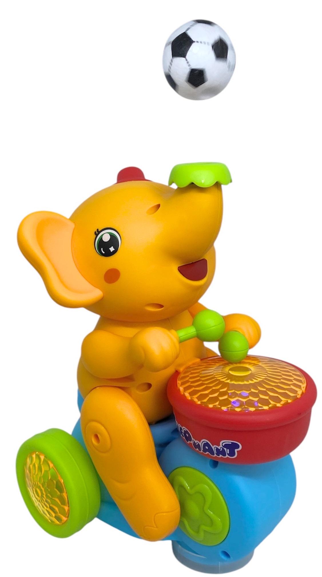 Игрушка Слоник выдувает мячик с барабаном подвижный музыка свет звуки объезд препятствий