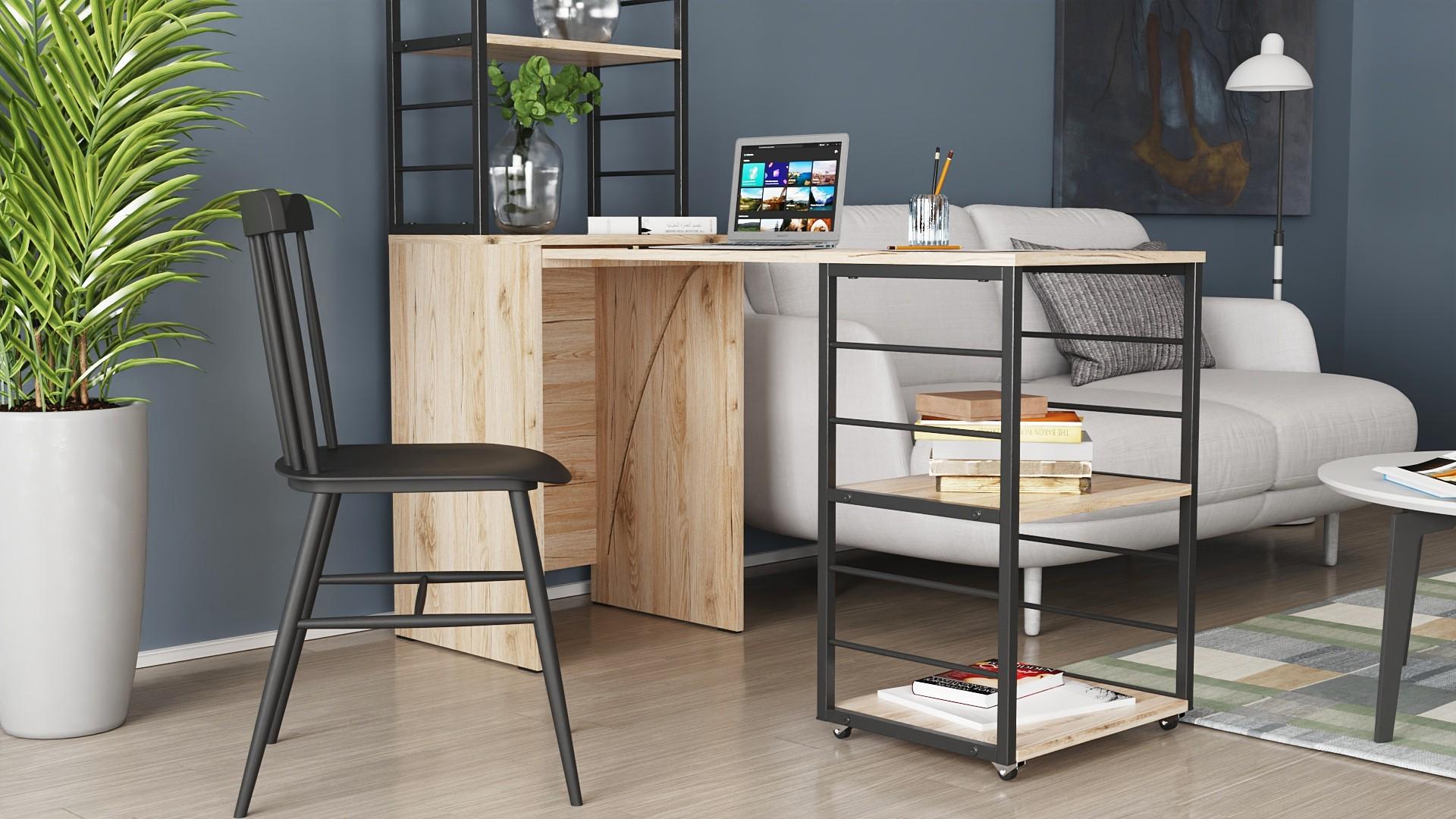 Стіл-тумба трансформер Ferrum-decor Смарт 3/1 з етажеркою метал/ДСП 16 мм 1430x1450x500 мм Чорний/Дуб Сан-Марино (FRD-105110) - фото 4 Стіл-тумба трансформер Ferrum-decor Смарт 3/1 з етажеркою метал/ДСП 16 мм 1430x1450x500 мм Чорний/Дуб Сан-Марино (FRD-105110) - фото 4