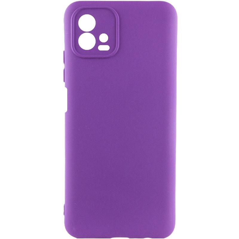 Противоударный чехол TPU GETMAN Liquid Silk Full Camera для Motorola Moto G72 Фиолетовый / Purple