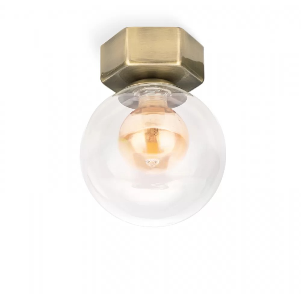 Потолочный светильник Hexa Minimalist с плафоном Bronze/Amber (CL-000102/COP+GRP) - фото 1